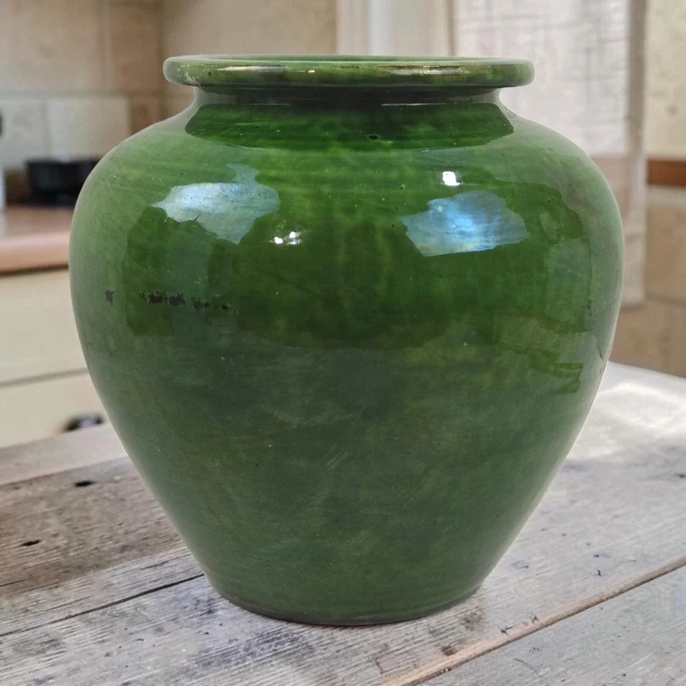 Signed Mid-Century Poterie Ravel Aubagne Green Glazed Terracotta 8